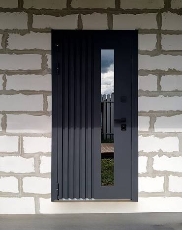 Дверь с металлорейками