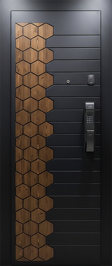 Входная дверь с составными панелями МДФ, скрытыми петлями и электронным замком